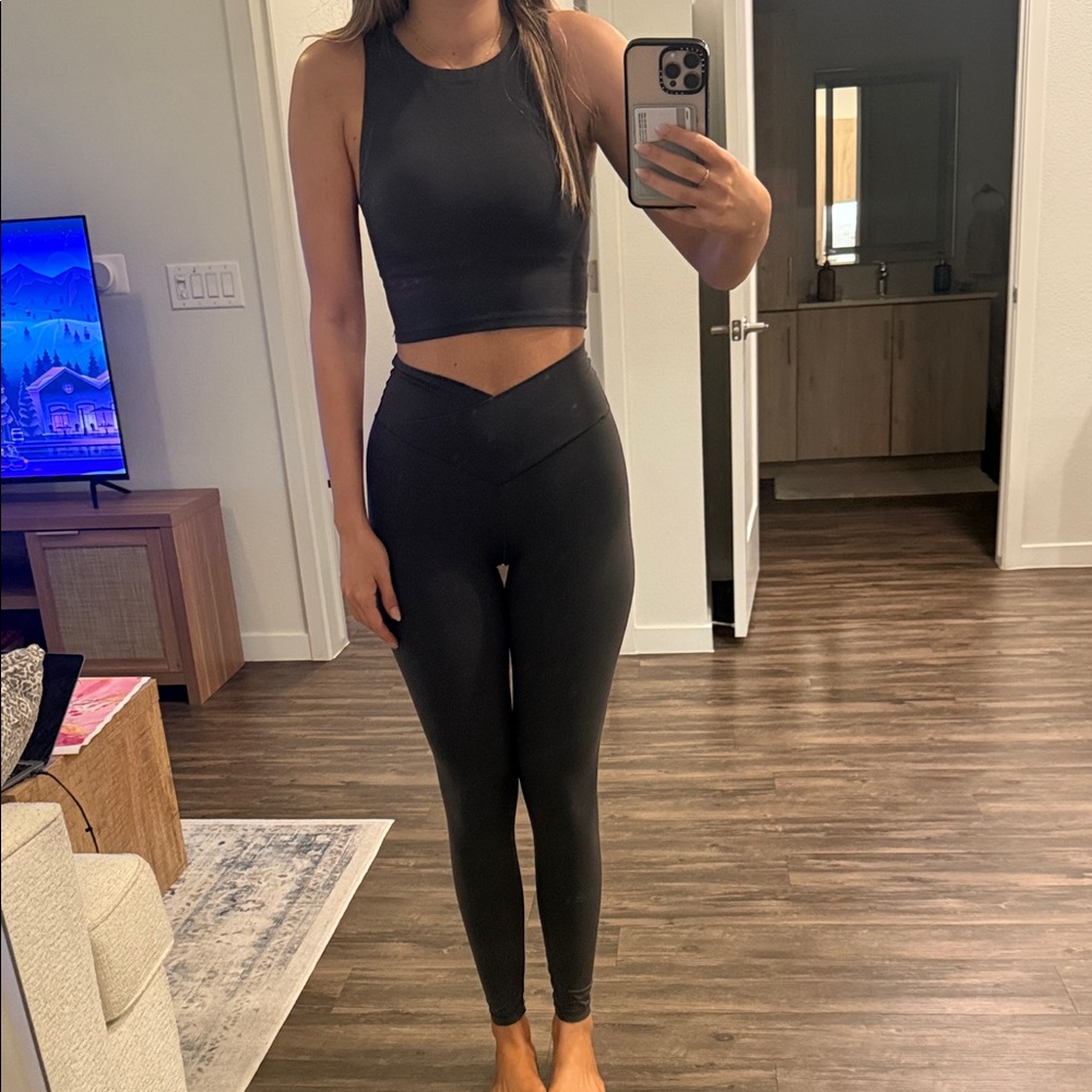 Aerie crosswaist dark grey leggings